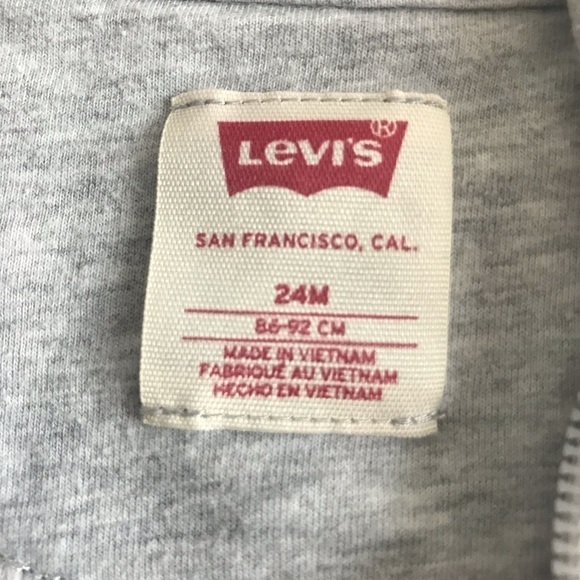 Levi’s Grey and Pink Baby Girl Onesie Zip Up Hooded with pocket size 24 months - Picture 8 of 9